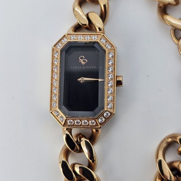 Sonia Bitton Women's Watch 20MM Black Dial Rose Gold Band Up to 7.75" NewBattery - Picture 4 of 10